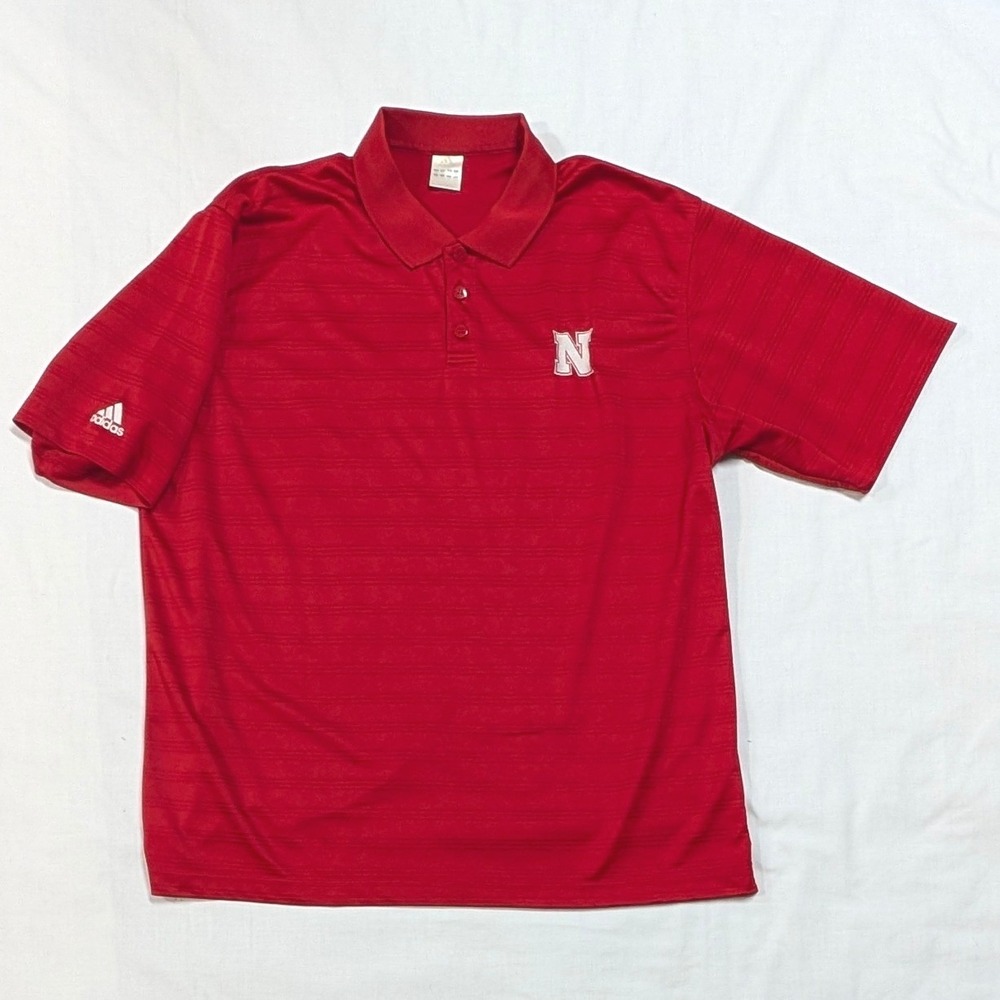 Adidas Climalite Nebraska Cornhuskers Red Polo Shirt Mens XL Embroidered Logo